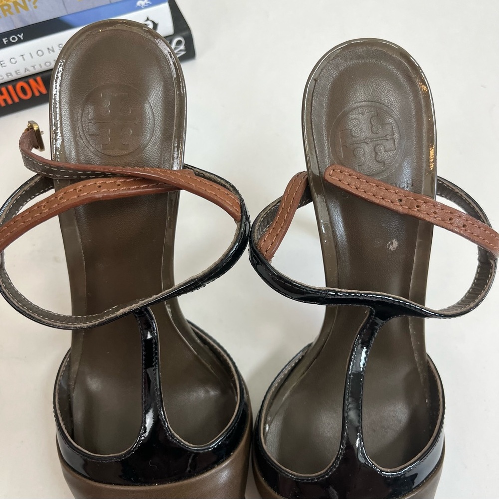 Tory Burch Lexa T Strap Slingback Heels 8.5 Two Tone Pumps - Picture 8 of 16